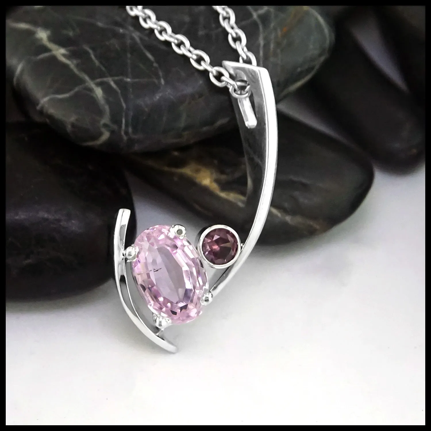 Kunzite and Garnet Pendant