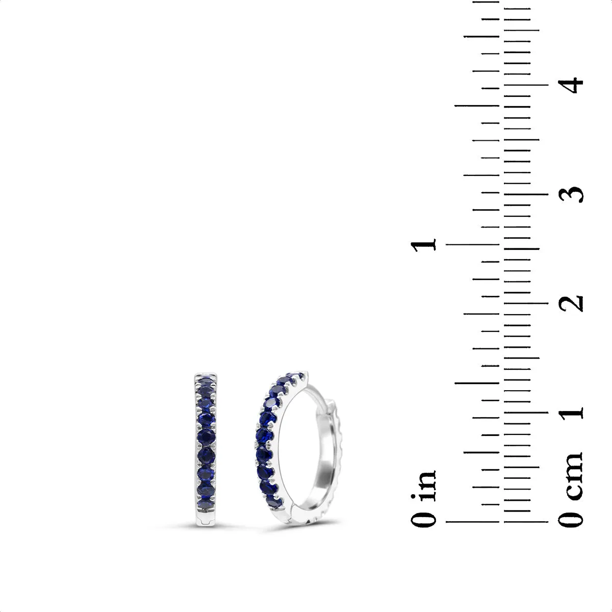 Lab Created Blue and White Sapphire Reversible Hoops in Sterling Silver