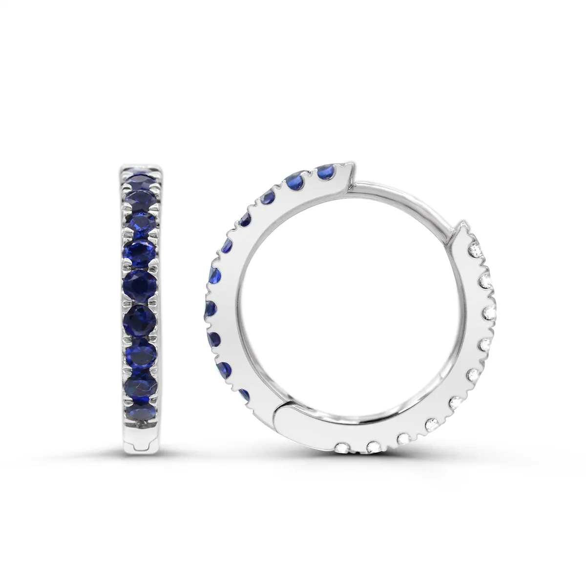 Lab Created Blue and White Sapphire Reversible Hoops in Sterling Silver