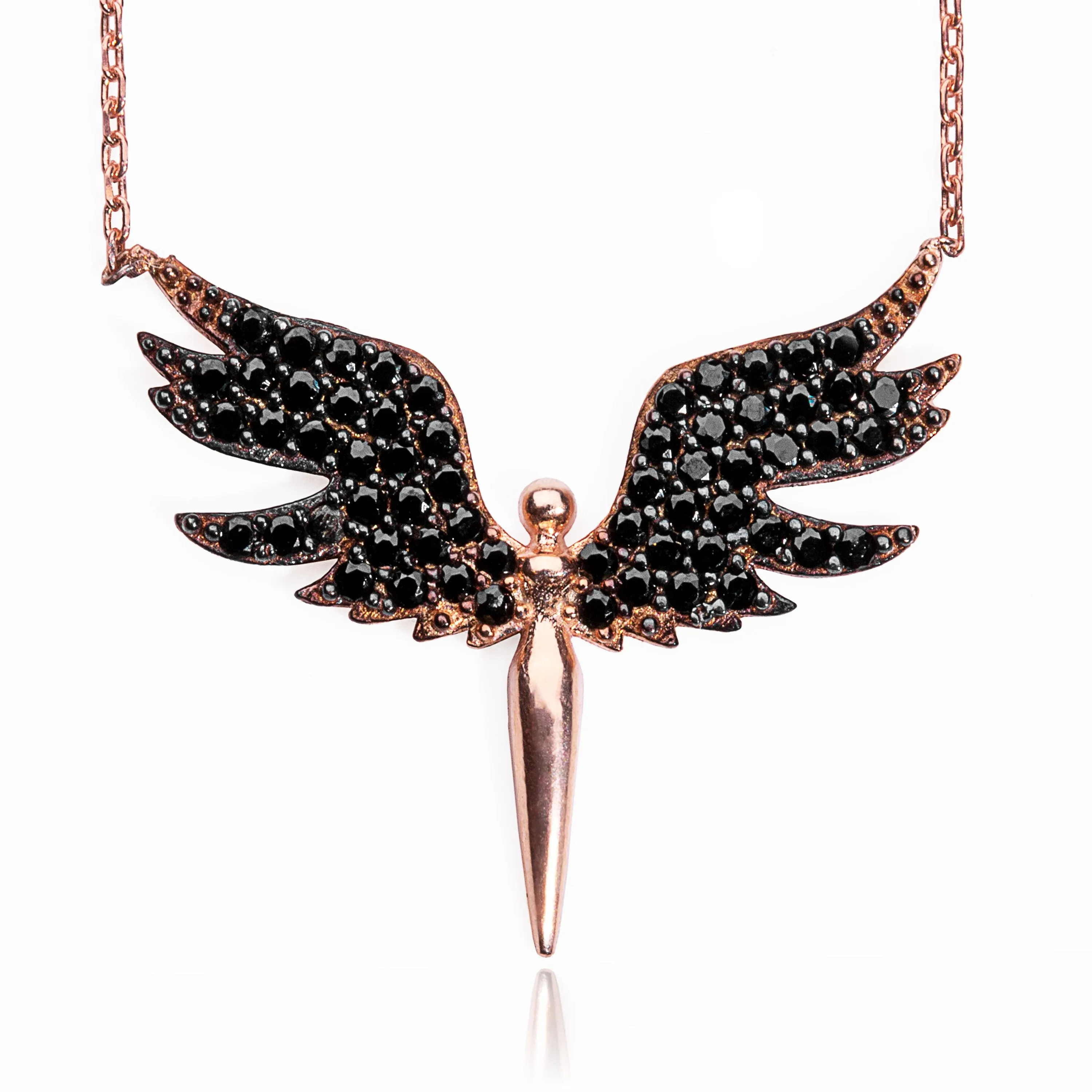 LADORIN - Angel Wings Necklace - 925 Sterling Silver Necklace with Special Wooden Gift Box