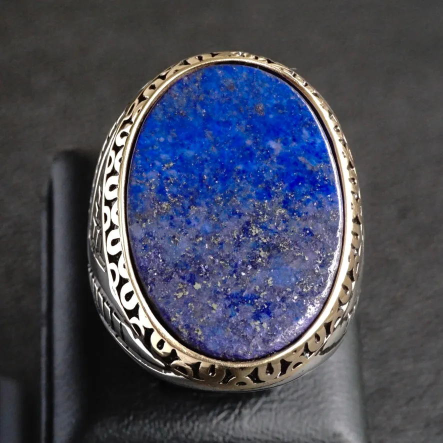 Lapis Lazuli Men's Ring Solid 925 Sterling Silver