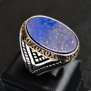 Lapis Lazuli Men's Ring Solid 925 Sterling Silver