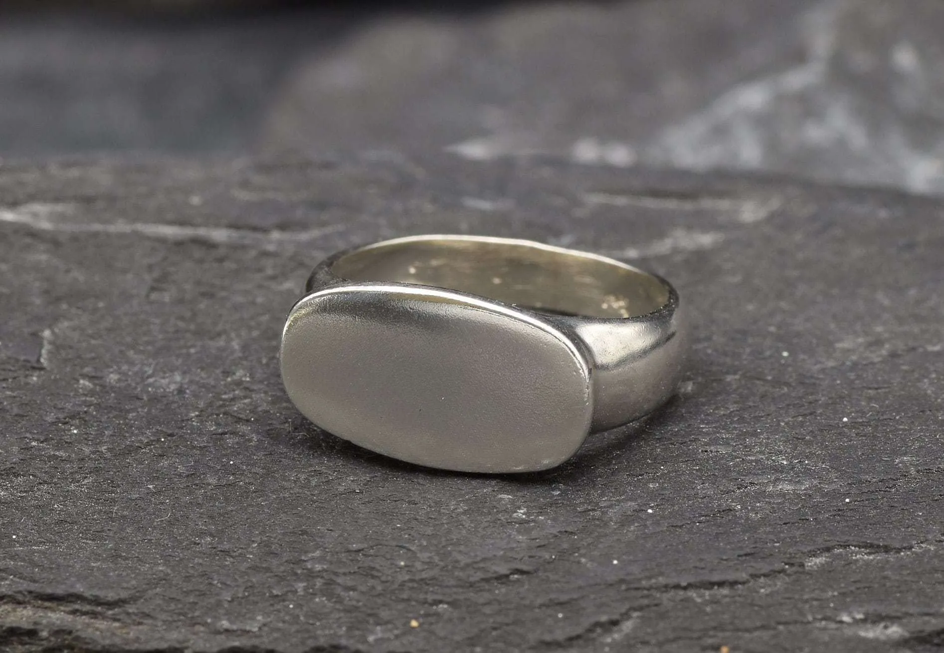 Large Signet Ring - Flat Top Silver Ring - Silver Signet Ring