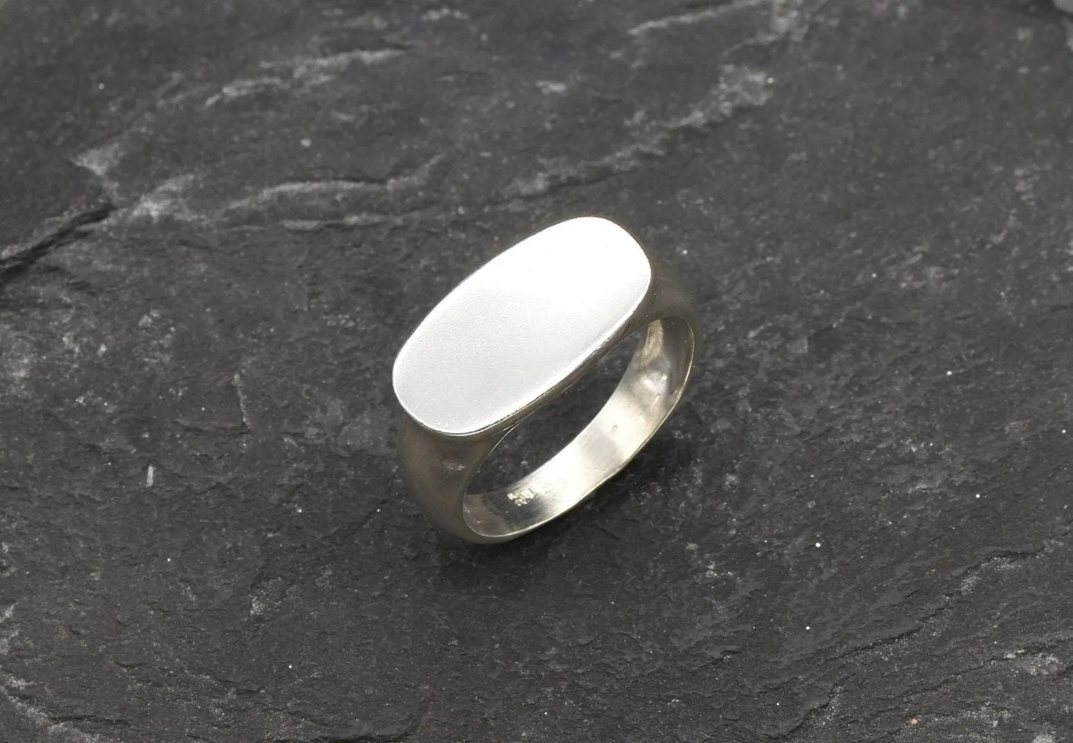 Large Signet Ring - Flat Top Silver Ring - Silver Signet Ring