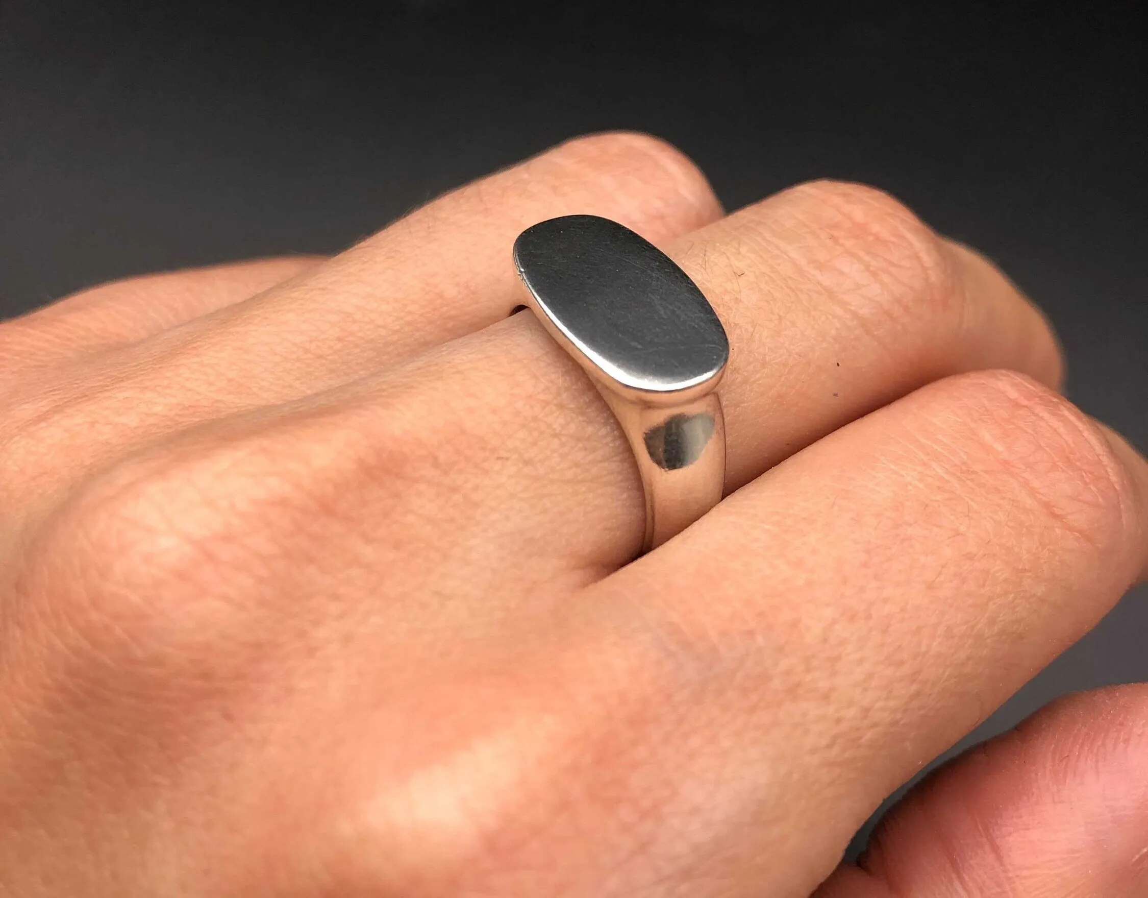 Large Signet Ring - Flat Top Silver Ring - Silver Signet Ring