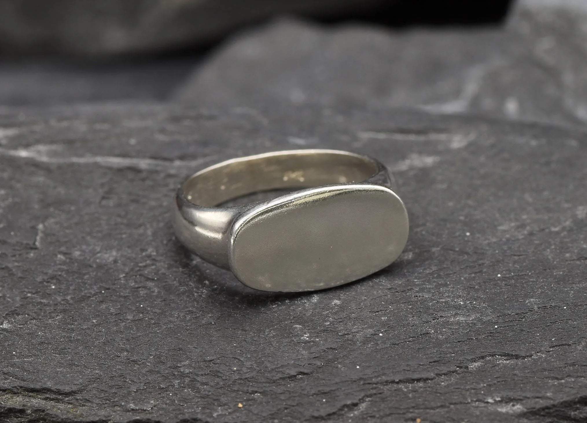 Large Signet Ring - Flat Top Silver Ring - Silver Signet Ring