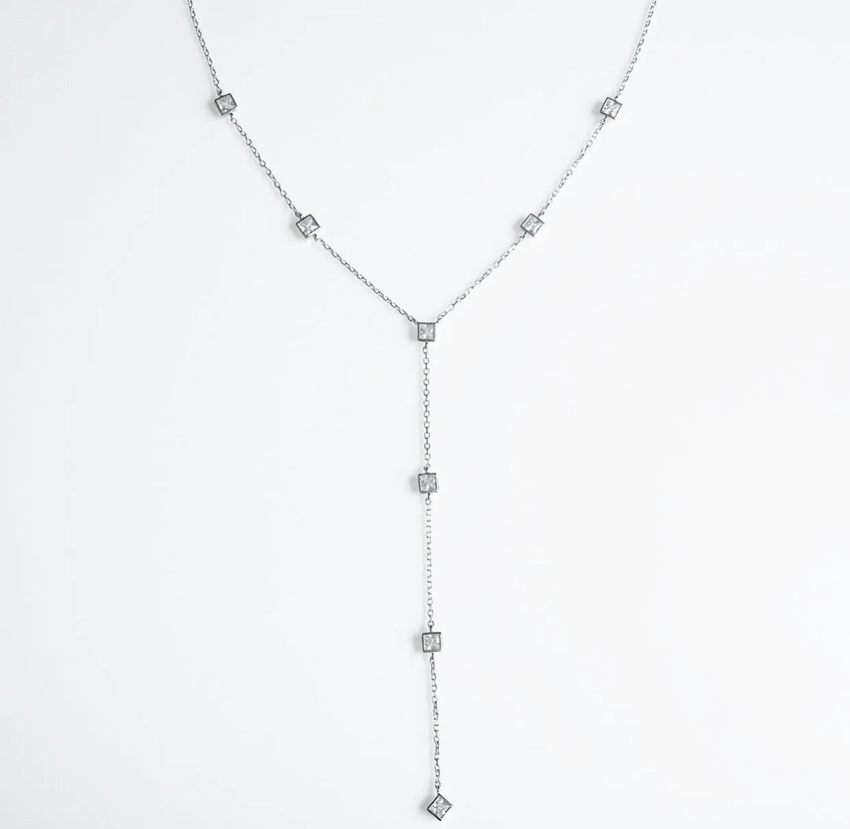 Lariat Necklace,  .925 Sterling Silver Luxury KESLEY Long Necklaces