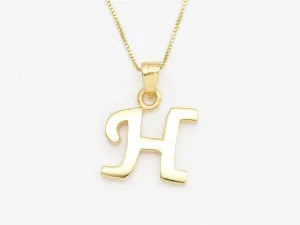 Letter H Gold Pendant - Alphabet Letter Necklace, Initial H Necklace