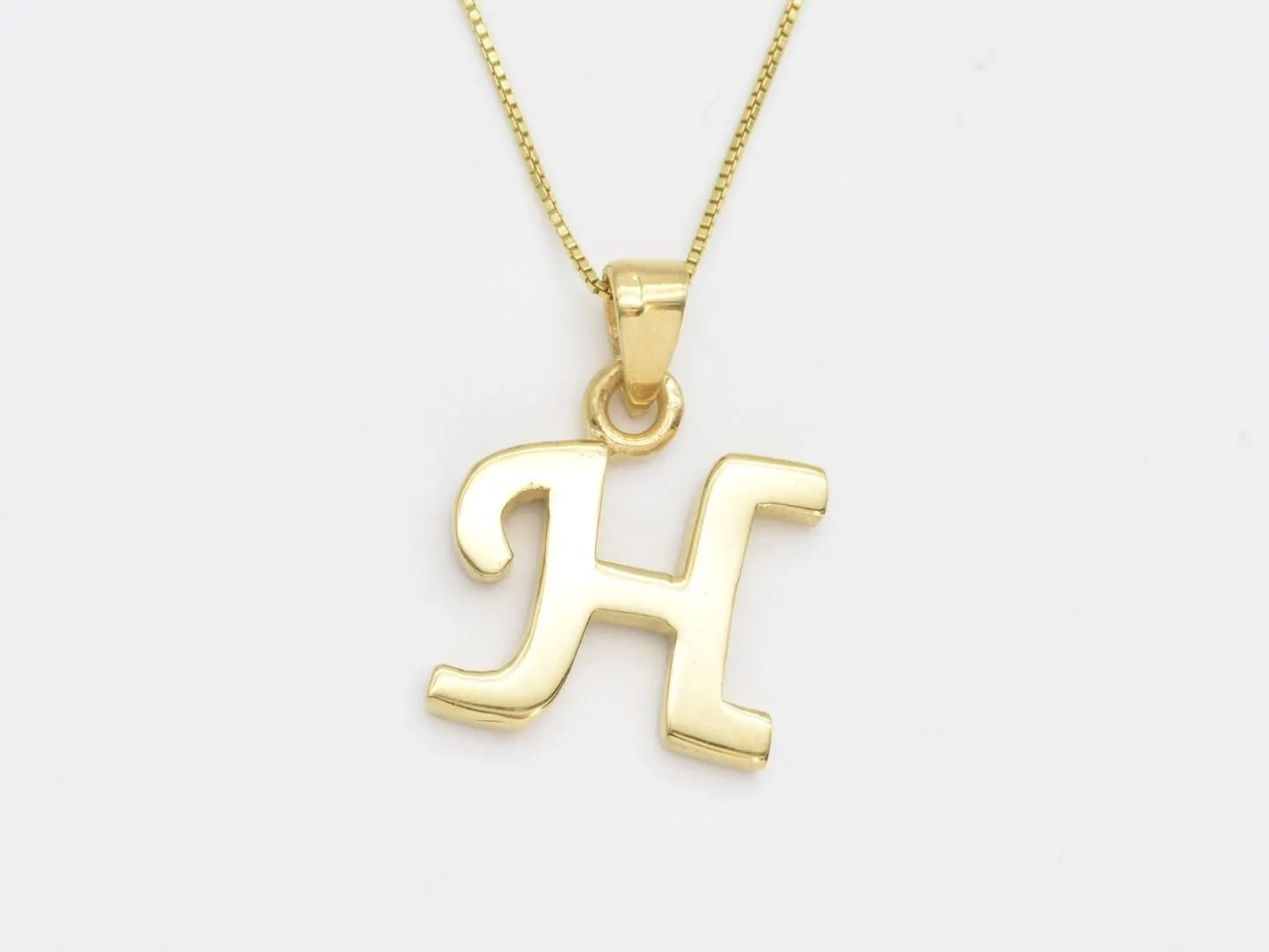 Letter H Gold Pendant - Alphabet Letter Necklace, Initial H Necklace