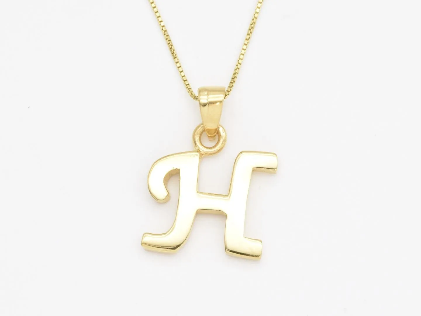 Letter H Gold Pendant - Alphabet Letter Necklace, Initial H Necklace