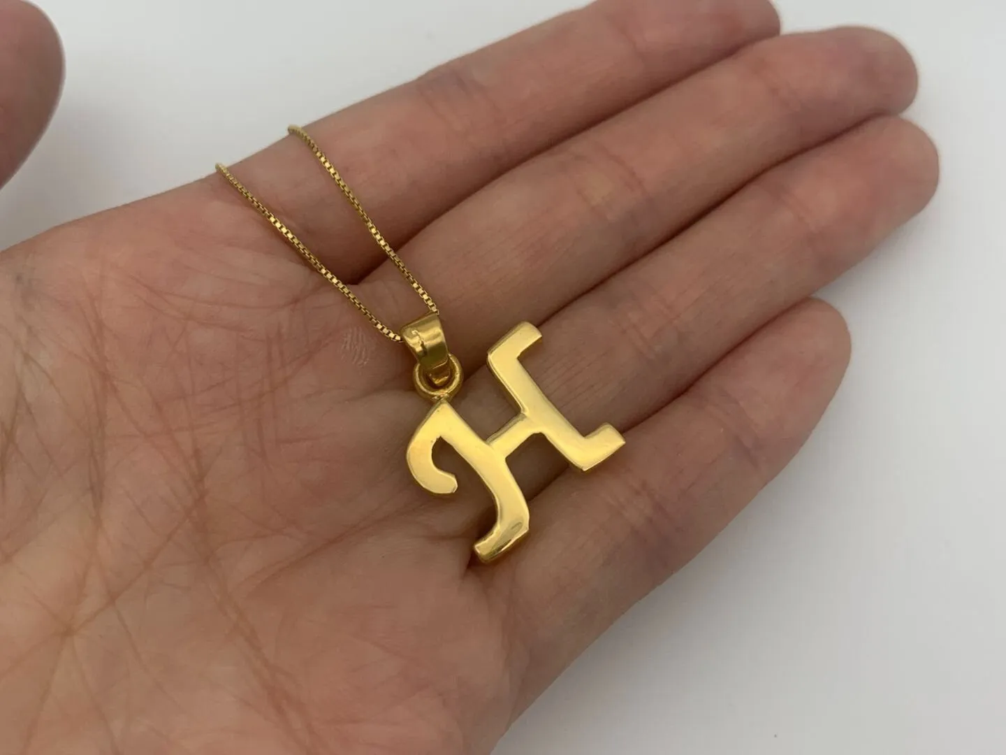 Letter H Gold Pendant - Alphabet Letter Necklace, Initial H Necklace