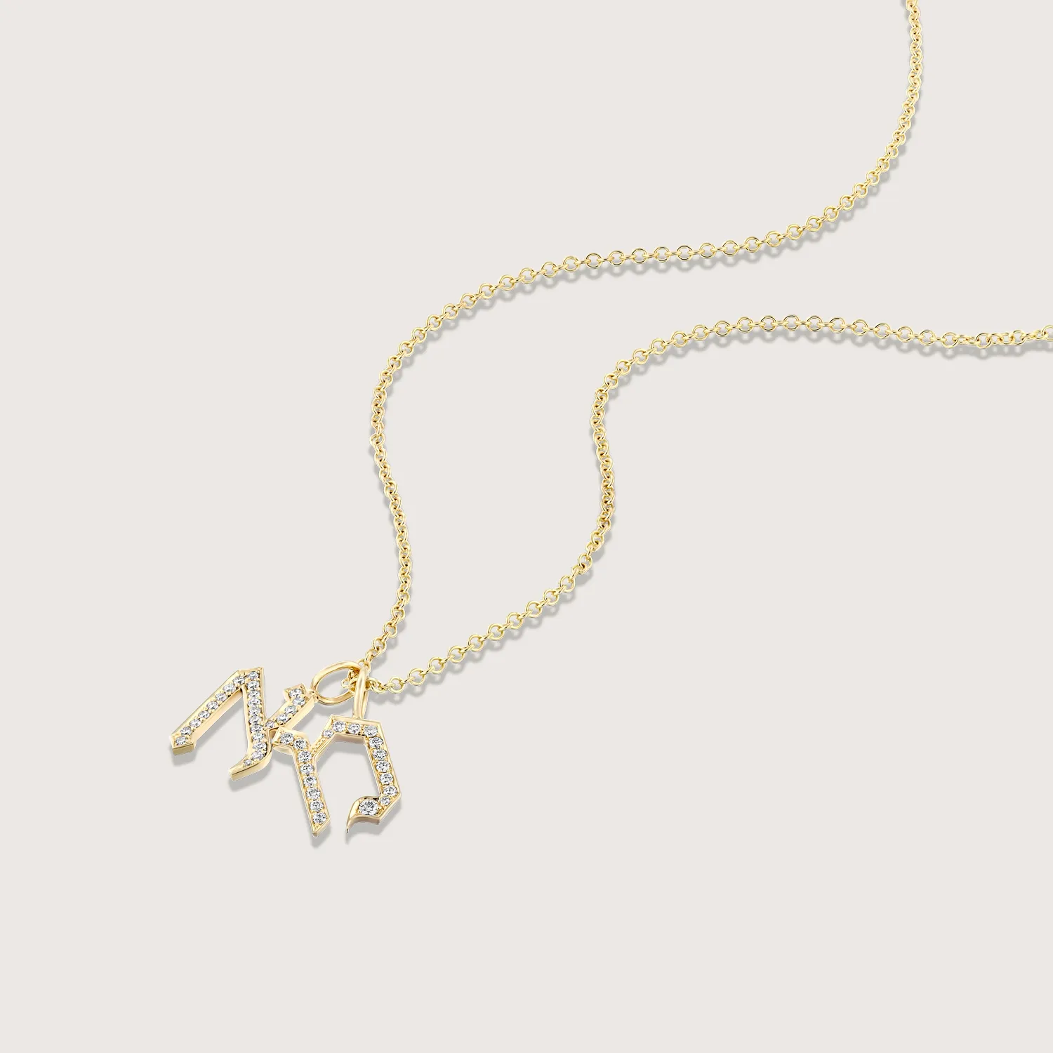 Letter Necklace - two Small Aleph-Bet Encrusted Pendants