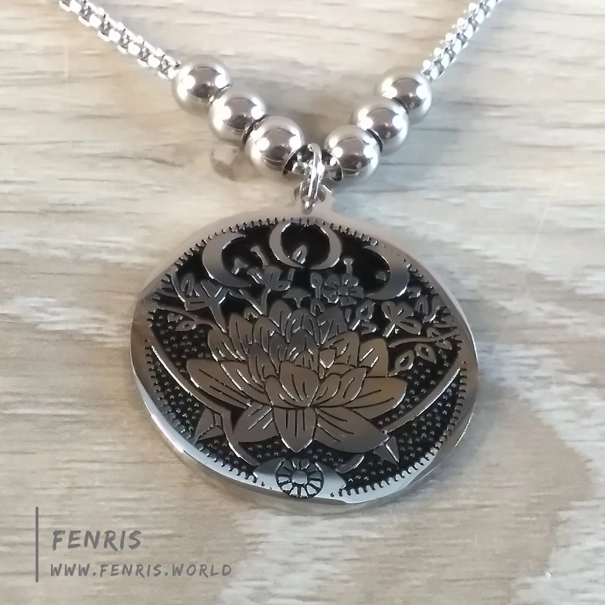 Lotus Moon Necklace Silver