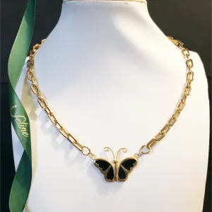 Lydia Black Onyx Butterfly Necklace