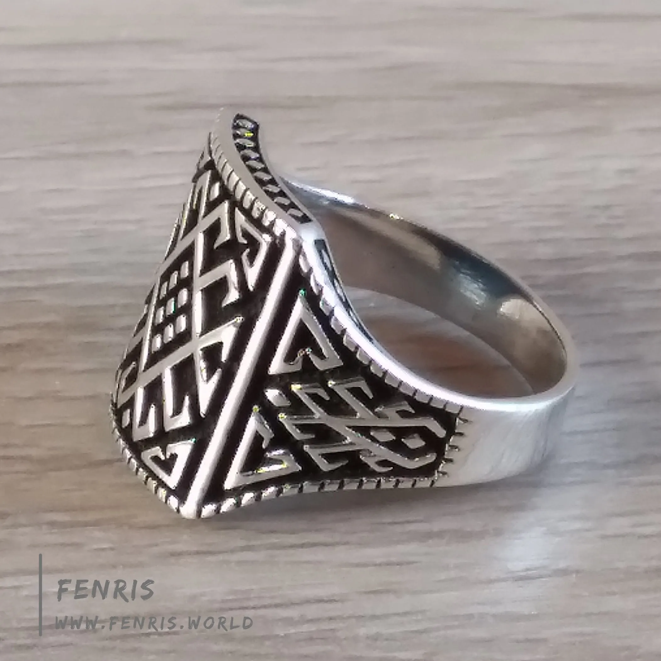 Mens 925 Sterling Silver Ring Nordic Geometric Design