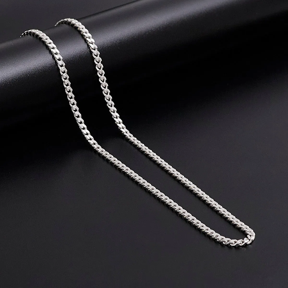 Mens Silver Chain Necklace | 925 Sterling Silver 3mm Diamond Cut Curb Chain