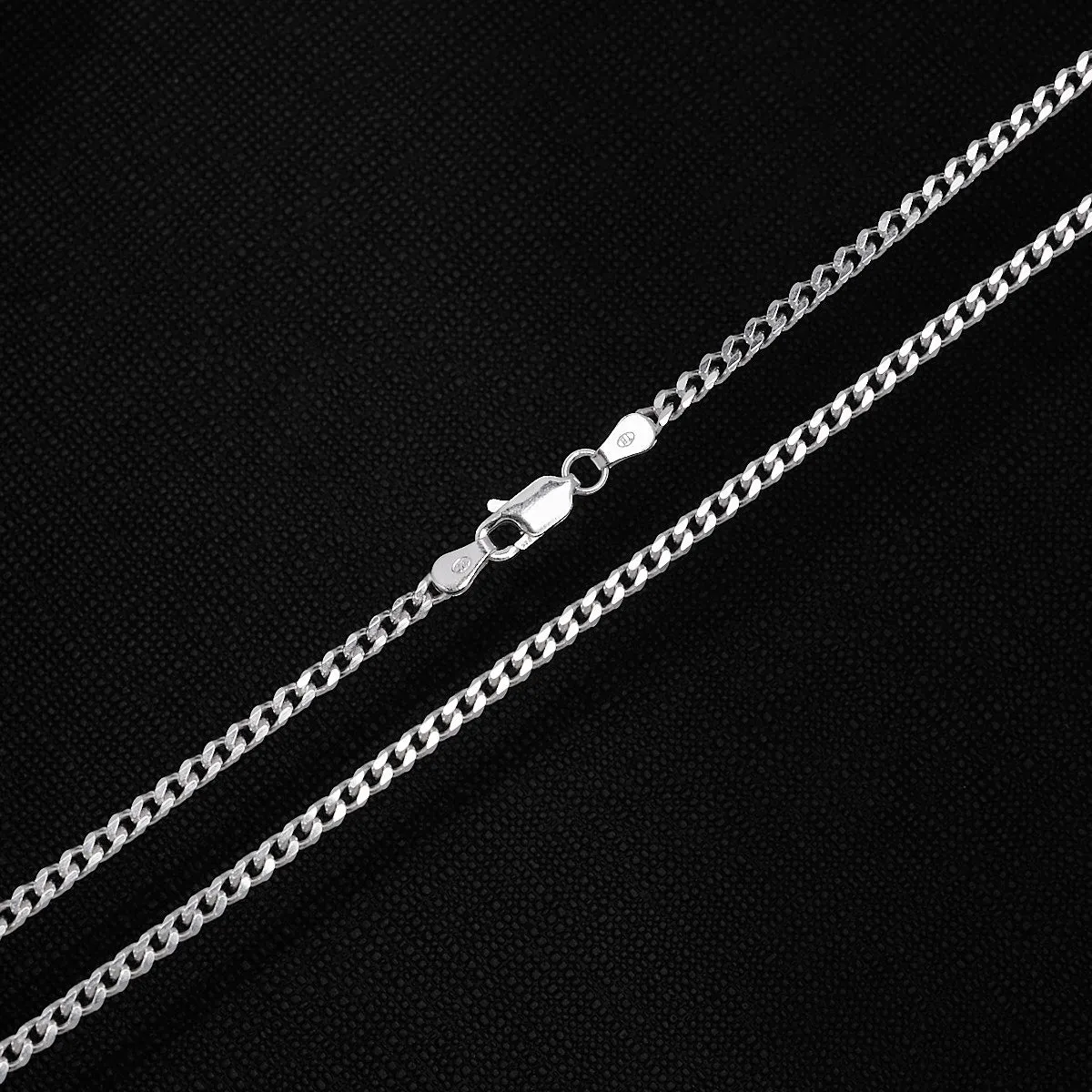 Mens Silver Chain Necklace | 925 Sterling Silver 3mm Diamond Cut Curb Chain