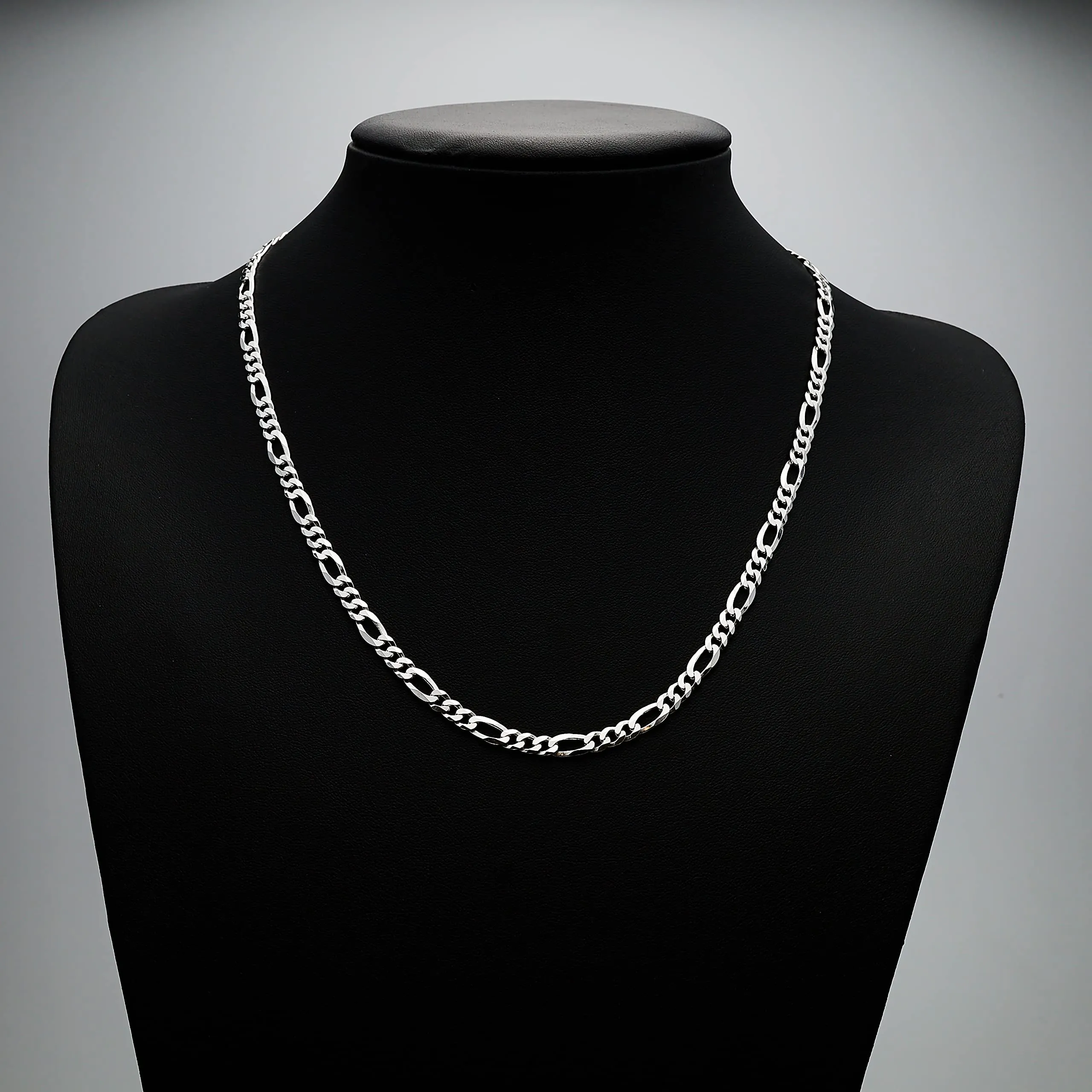 Men's Women's Silver Chain Necklace, Italian 925 Silver 5mm Figaro Chain