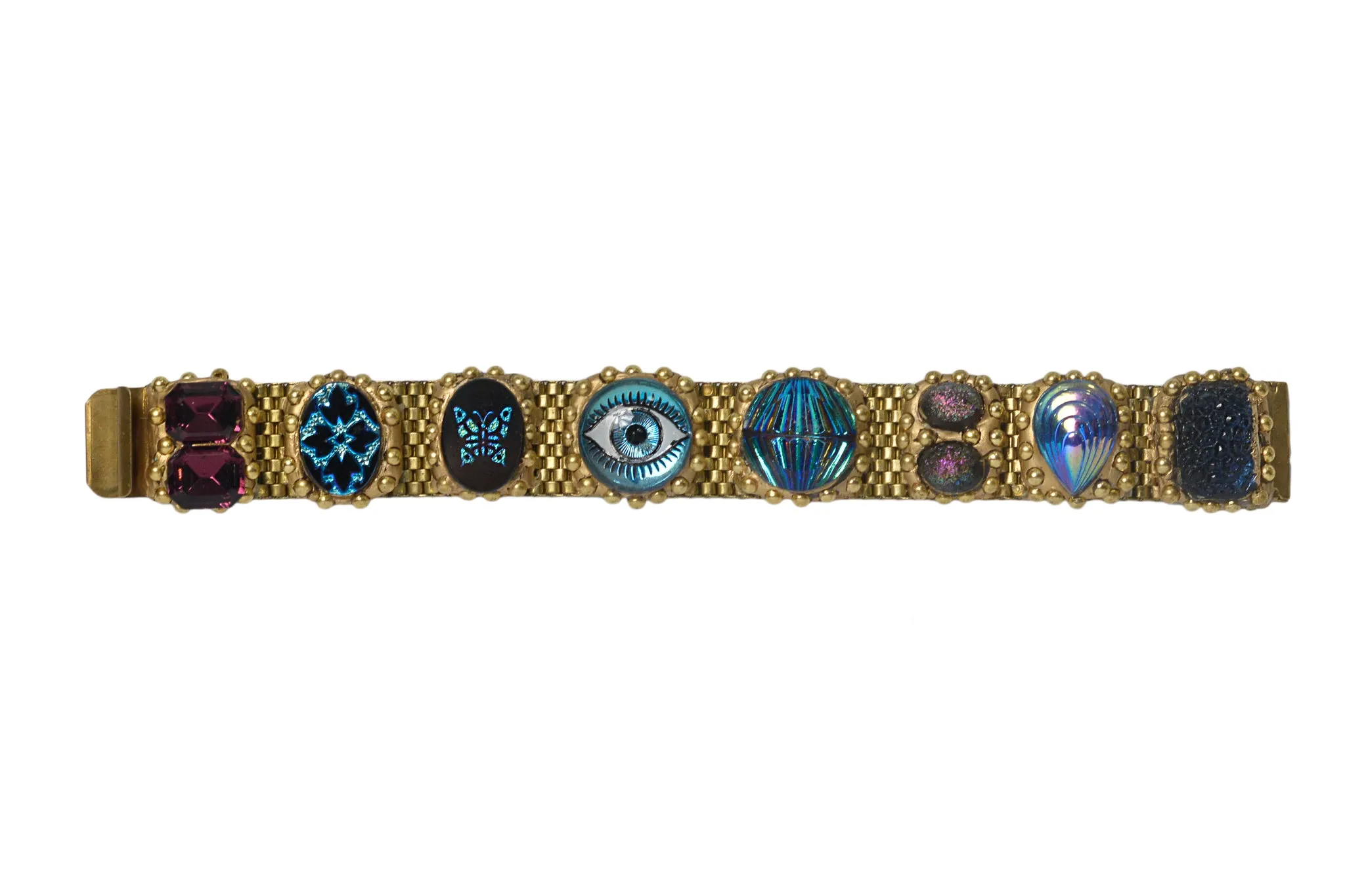 MINADEO PURPLE & BLUE GLASS EYE BRACELET