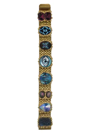 MINADEO PURPLE & BLUE GLASS EYE BRACELET