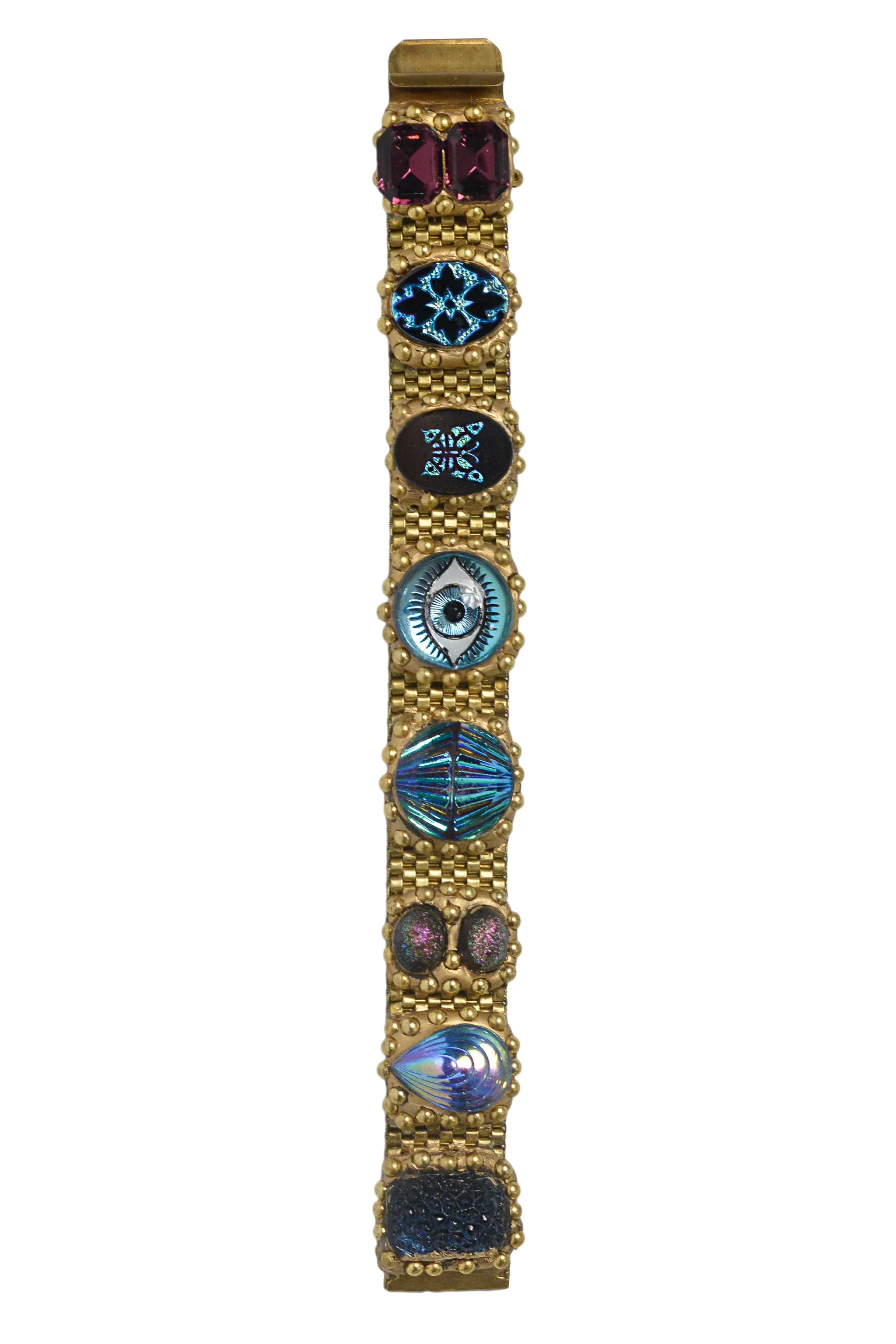 MINADEO PURPLE & BLUE GLASS EYE BRACELET