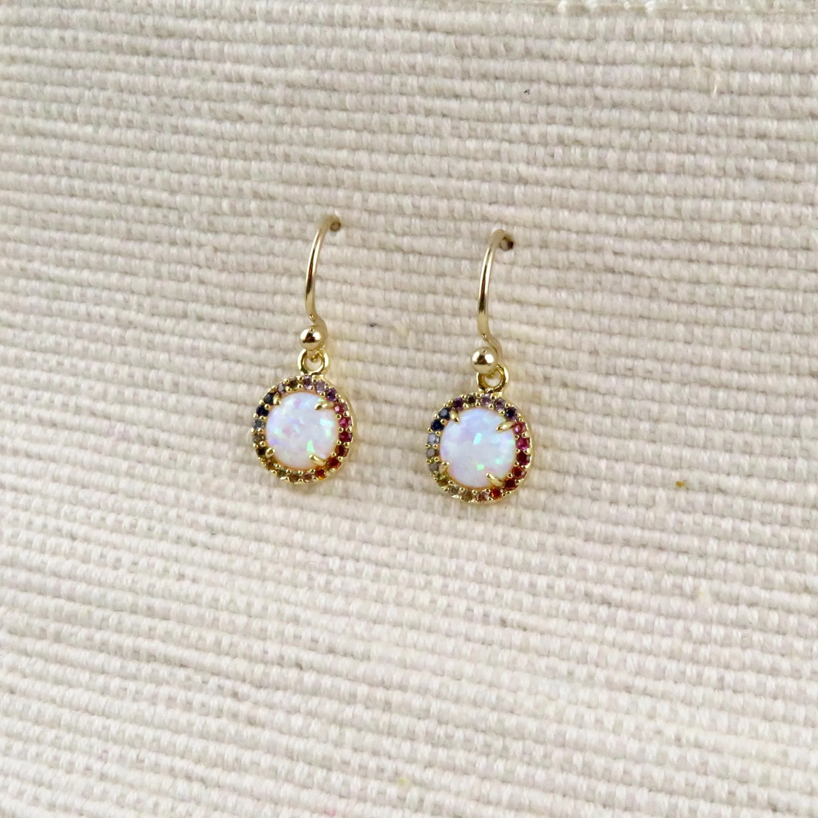 Multicolor Gold Opal Circle Earrings