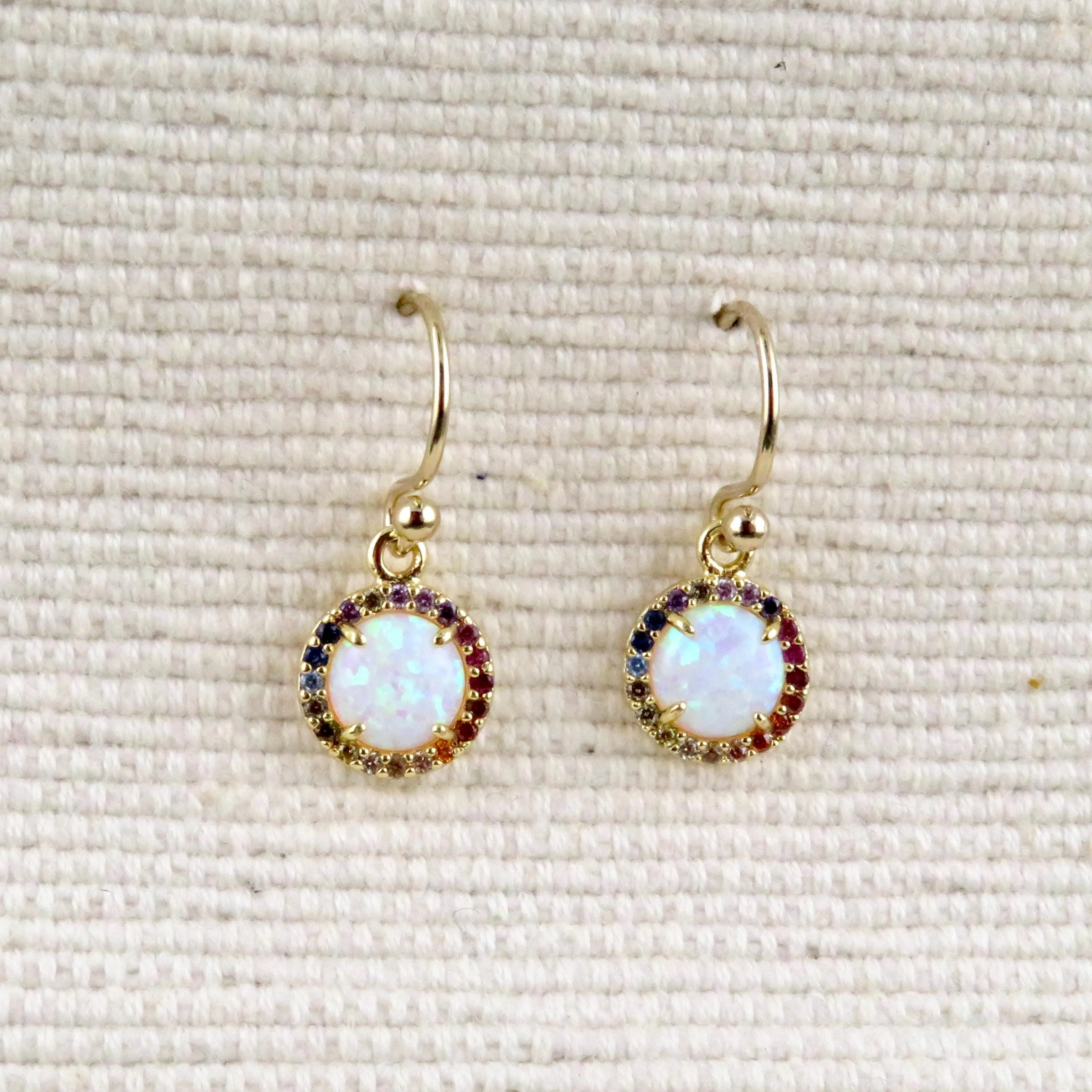 Multicolor Gold Opal Circle Earrings