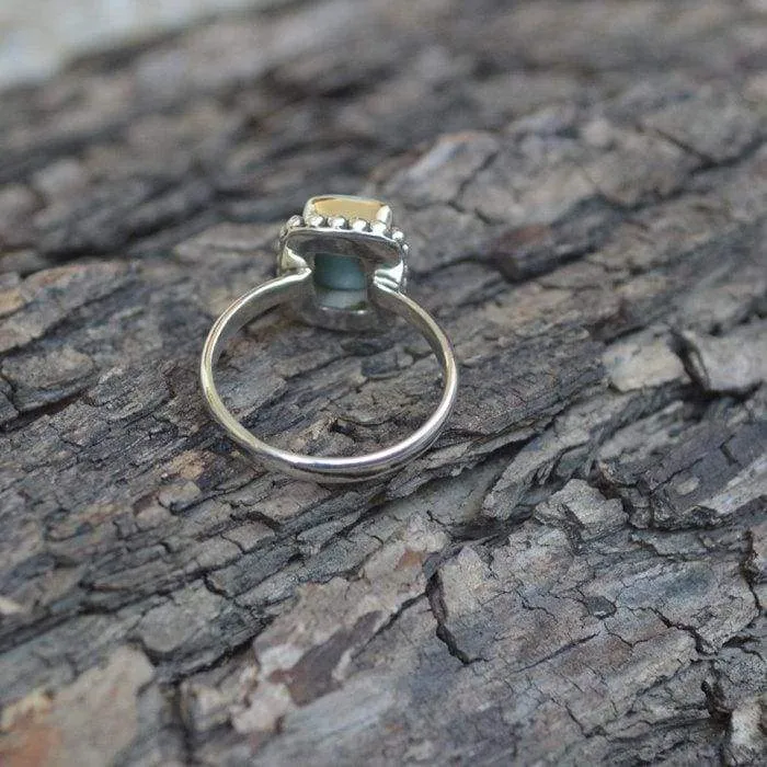 Natural Blue Larimar Gemstone 925 Sterling Silver Ring , Pectolite 22K Yellow Gold Filled, 22K Rose Gold Filled Ring