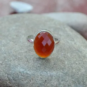 Natural Carnelian Gemstone Solid 925 Sterling Silver Ring, Carnelian Jewelry, Nickel Free