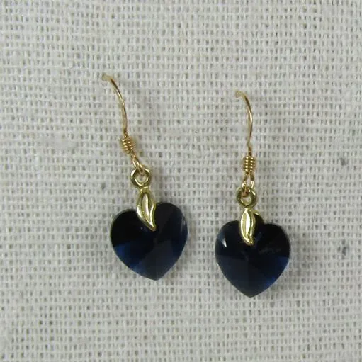 Navy Swarovski Crystal  Heart Earrings Girls Frist Earrings