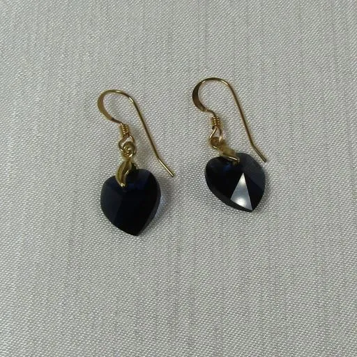 Navy Swarovski Crystal  Heart Earrings Girls Frist Earrings