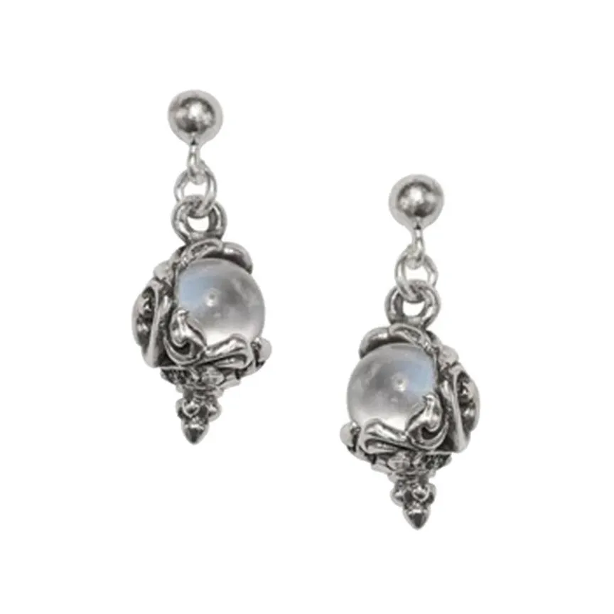 NEW: Crystal Ball Stud Drops, Sterling Silver Earrings