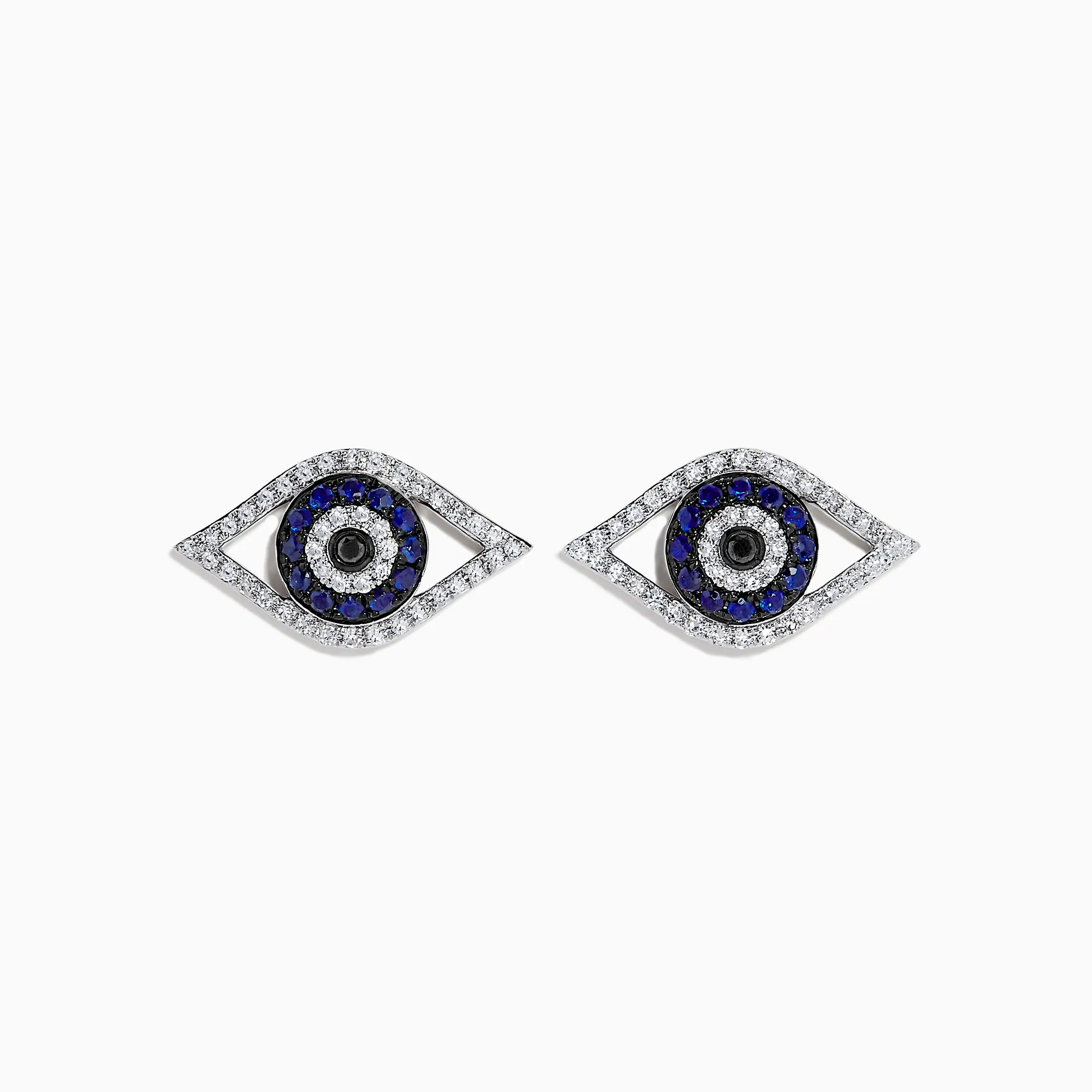 Novelty 14K White Gold Sapphire & Diamond Evil Eye Earrings, 0.57 TCW