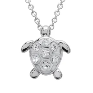 Ocean SS Medium White SW Crystal Turtle Necklace