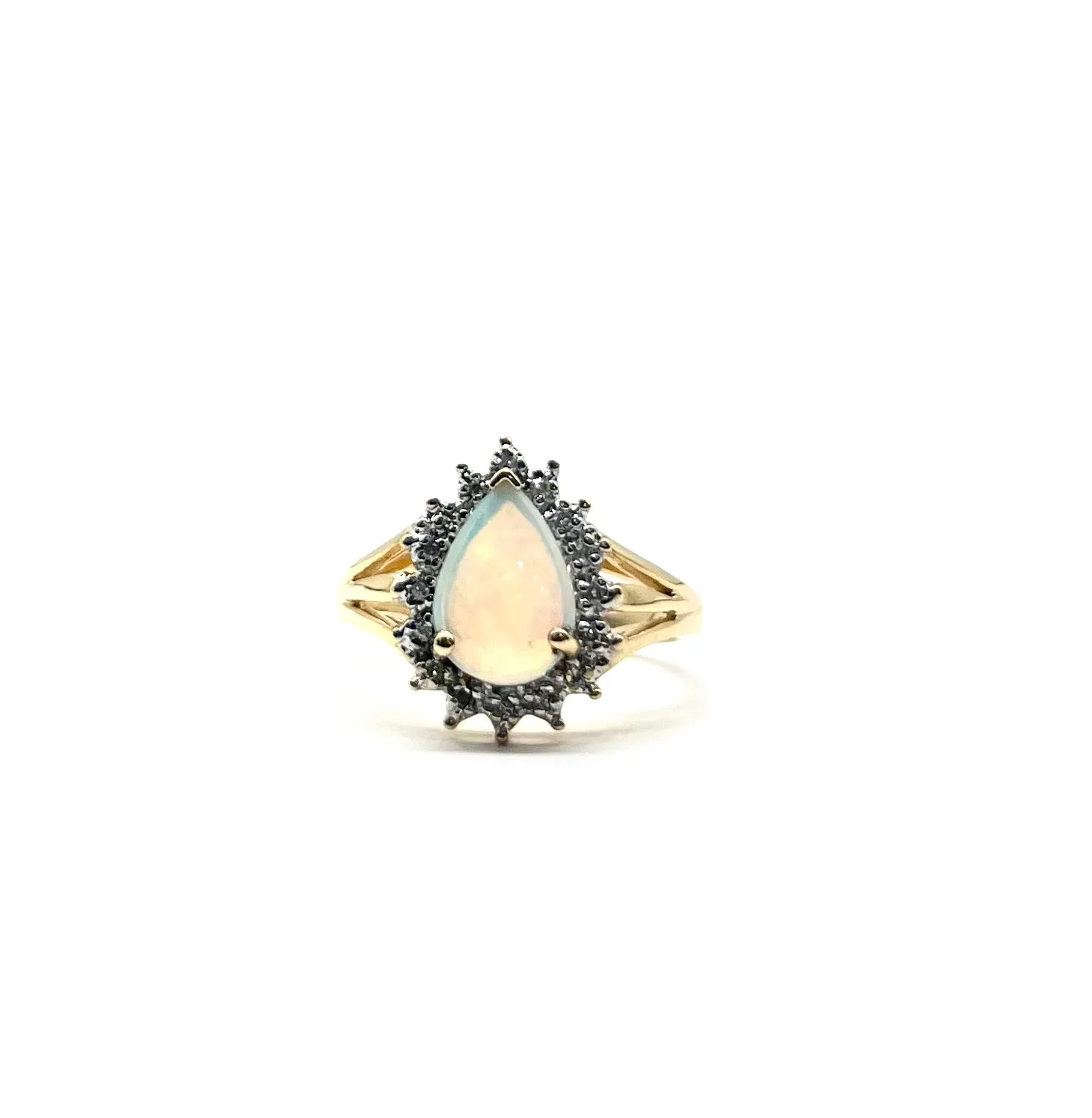 Opal Diamond Halo Ring