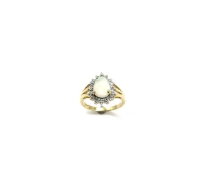 Opal Diamond Halo Ring