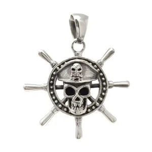 Oxidized 925 Sterling Silver Caribbean Aztec Pirates Skull Pendant for Men and Women