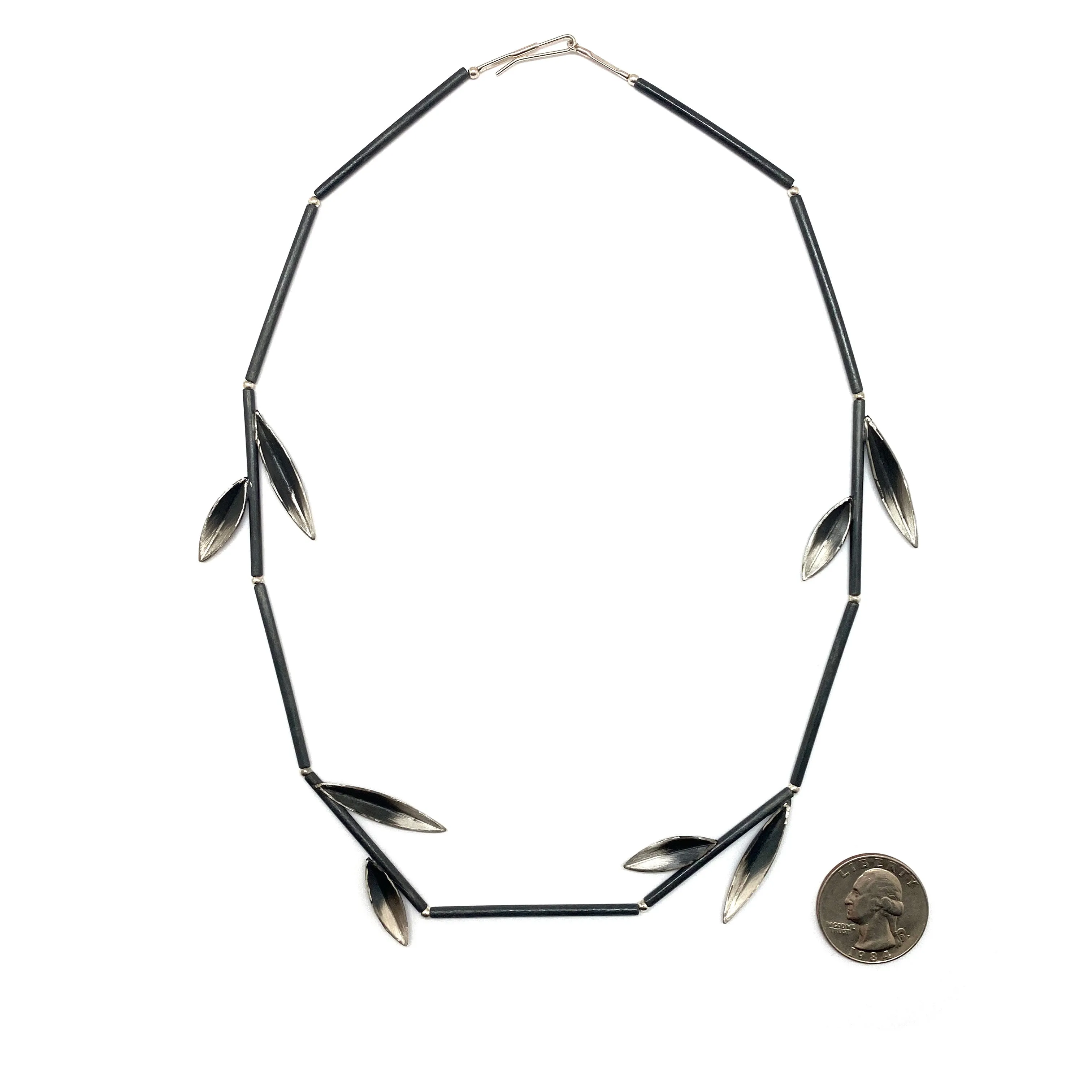 Oxidized Sterling Silver Leaf Necklace