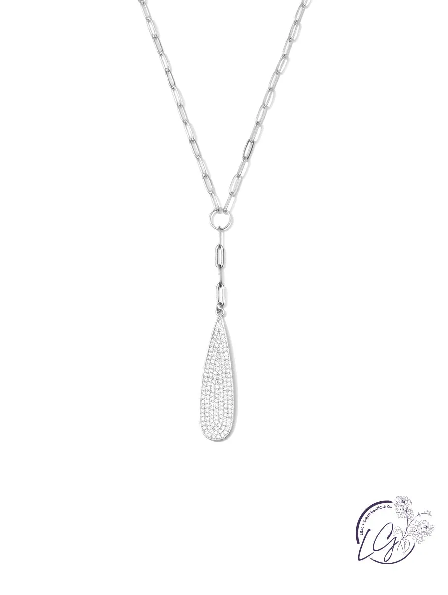 Pave Teardrop Y Necklace