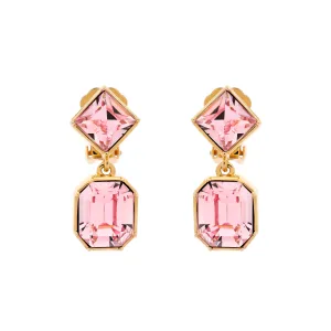 Pink Crystal Statement Clip Earrings