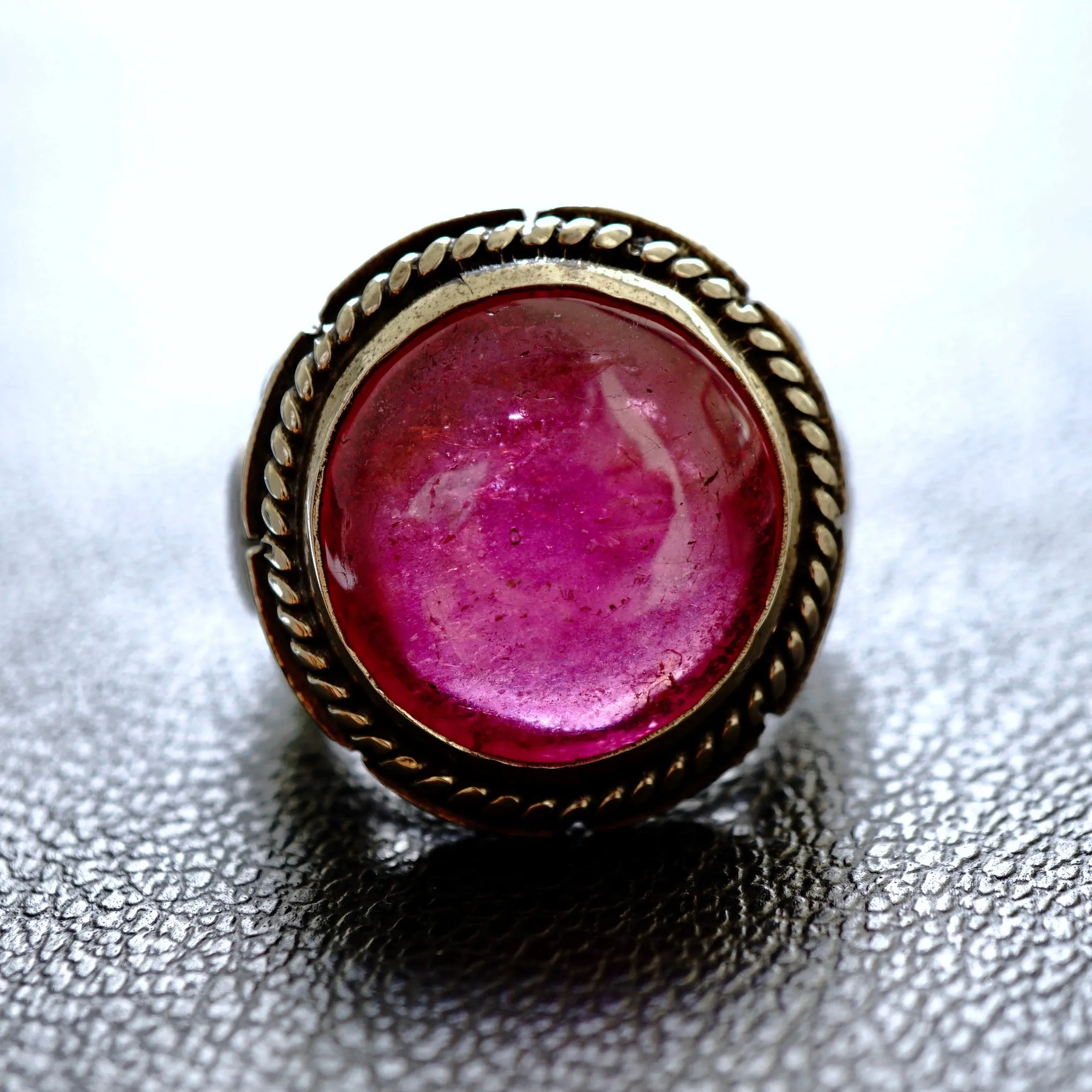 Pink Ruby Men's Ring Sterling Silver Unique Handmade Artisan Jewelry