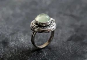 Prehnite Ring - Large Egyptian Ring - Green Bezel Ring