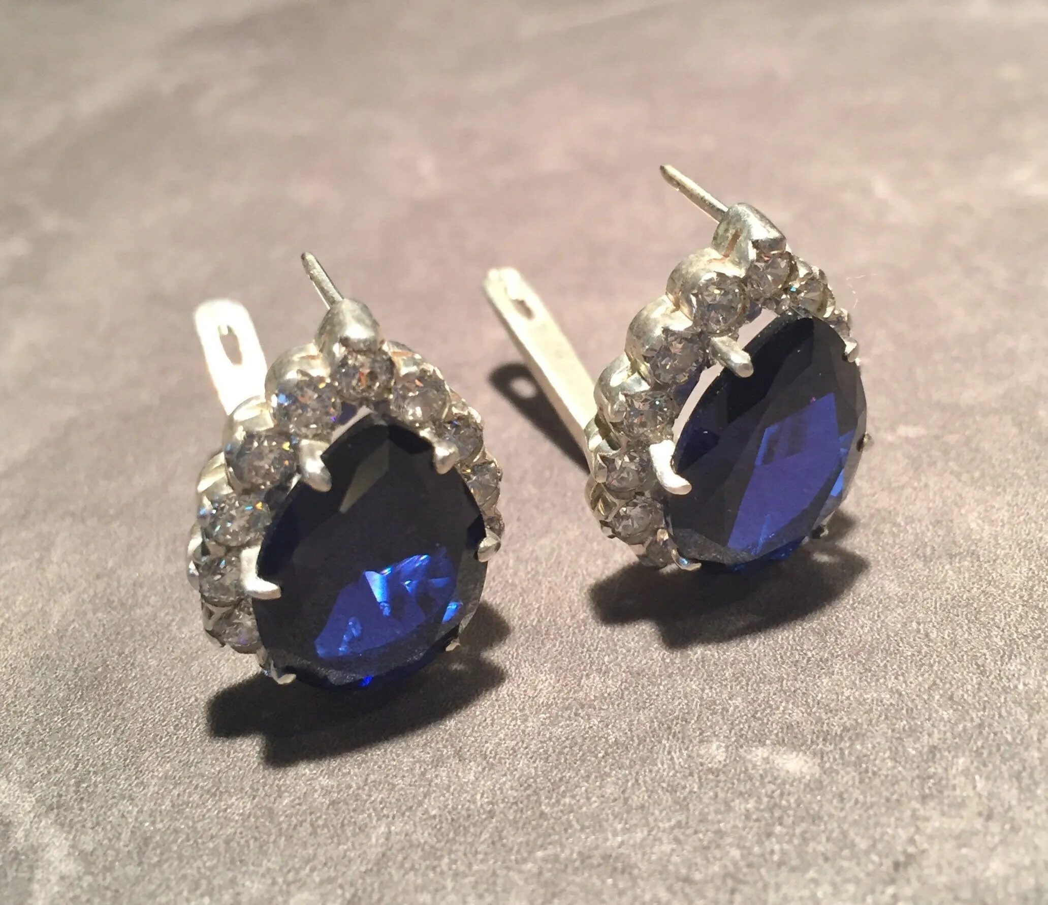 Princess Diana Earrings - Victorian Sapphire Earrings - Sapphire Statement Earrings