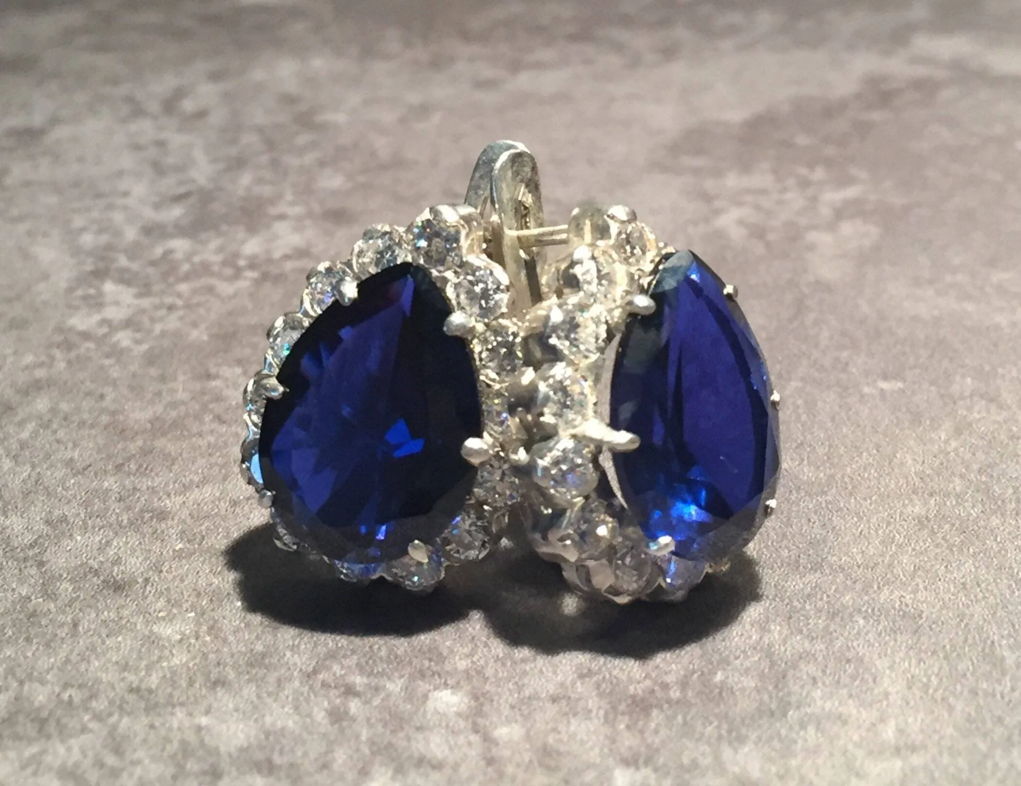 Princess Diana Earrings - Victorian Sapphire Earrings - Sapphire Statement Earrings