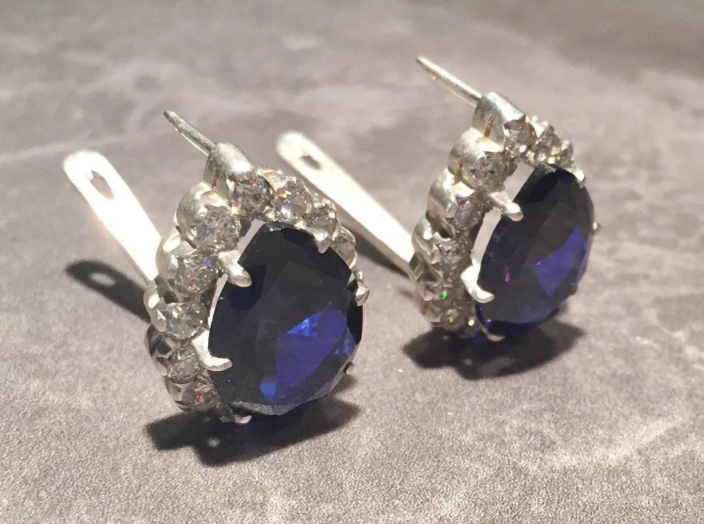 Princess Diana Earrings - Victorian Sapphire Earrings - Sapphire Statement Earrings