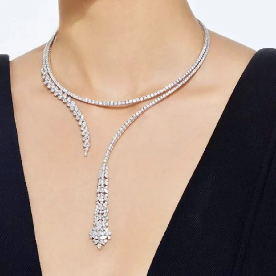 "Delia" - Crystal Bridal Necklace Set - Available in Silver and Gold