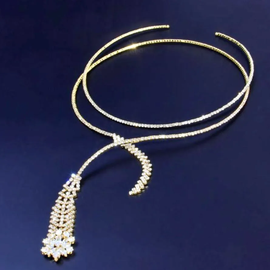 "Delia" - Crystal Bridal Necklace Set - Available in Silver and Gold