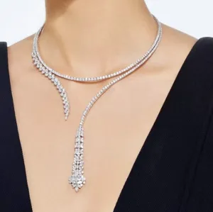 "Delia" - Crystal Bridal Necklace Set - Available in Silver and Gold