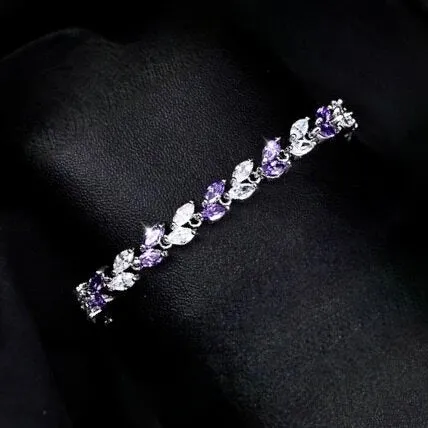 "Desiree" - Purple Cubic Zirconia Bridal Bracelet