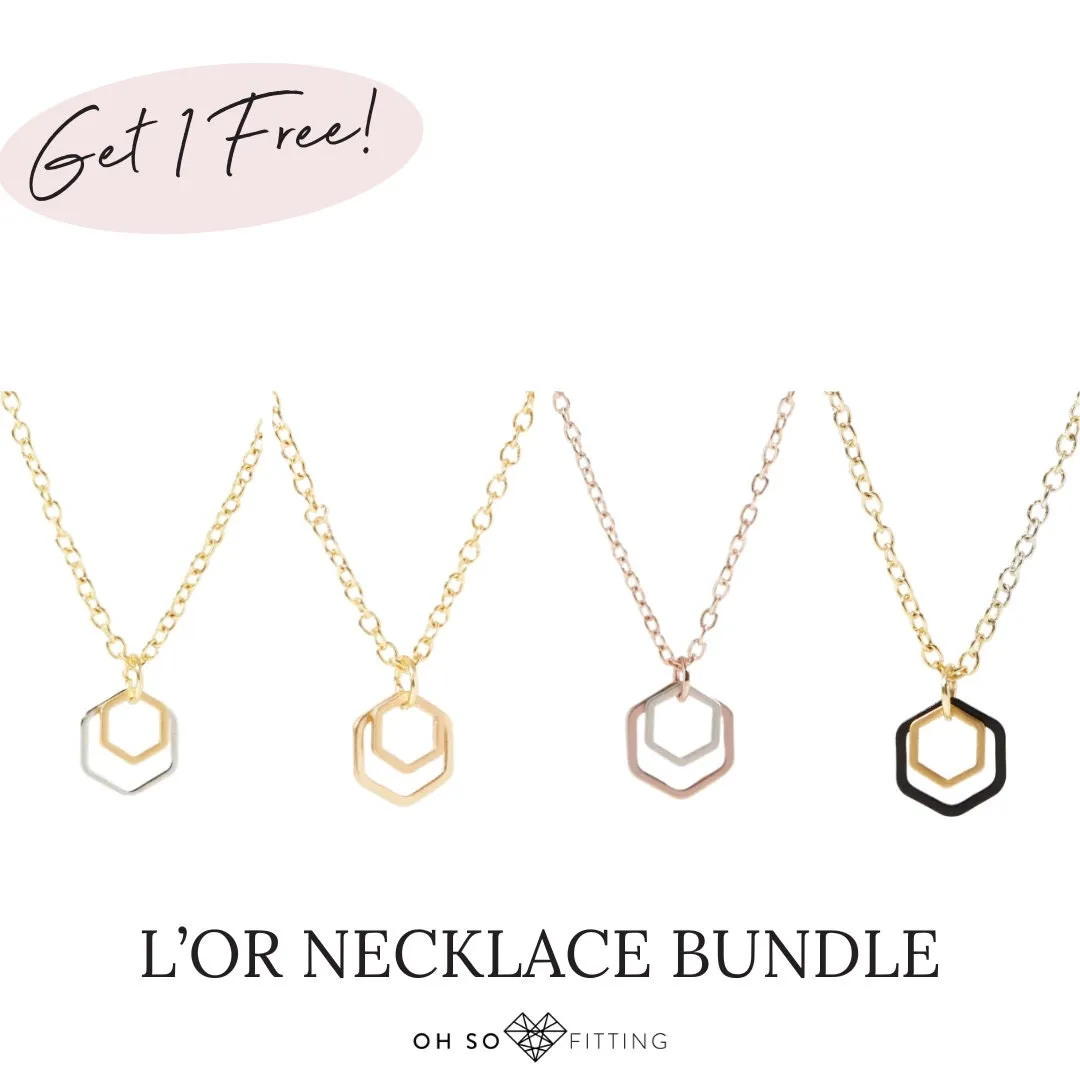 "Le Contour" Mini Hexagon Gold Necklace Bundle | Gift exchange